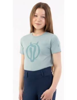 camiseta equitacion manga corta niña azul br krijn