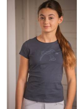 camiseta equitacion niña penelope eden azul marino vista superior