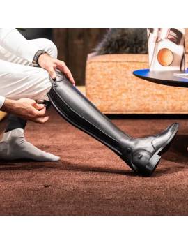botas largas equitacion dyon con cordones negras como quedan