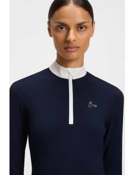 Camisea de concurso manga larga equitacion azul marino mujer boss equestrian minou vista superior