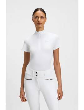camisa blanca manga corta mujer concurso boss equestrian modelo maira vista frontal