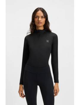 camiseta tecnica manga larga negra mujer equitacion boss equestrian vista frontal