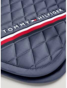 detalle logo mantilla salto azul marino caballo logo tommy hilfiger azul indigo