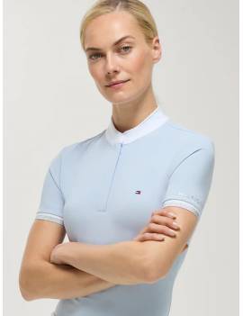 camisa de concurso manga corta mujer tommy hilfiger equestrian azul celeste modelo linsay