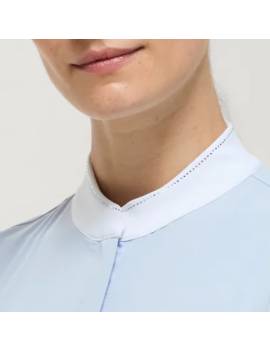 camisa de concurso manga corta mujer tommy hilfiger equestrian azul celeste modelo linsay cuello