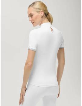 camisa de concurso manga corta mujer tommy hilfiger equestrian blanco modelo linsay espalda