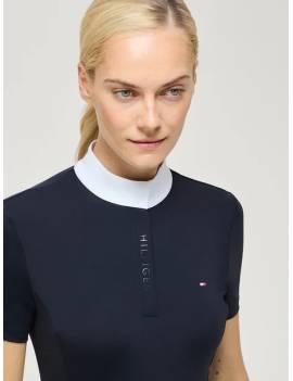 camisa de concurso manga corta mujer tommy hilfiger equestrian azul marino modelo selma parte de arriba