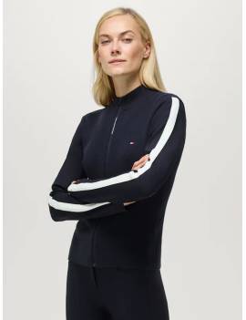 jersey de punto mujer tommy hilfiger equestrian azul con raya en el brazo