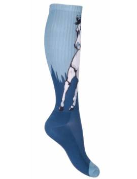 calcetines de equitacion para niños de hkm azul con dibujo