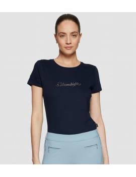 camiseta manga corta samshield con logo y letras azul