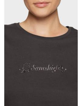 camiseta manga corta samshield con logo y letras negro