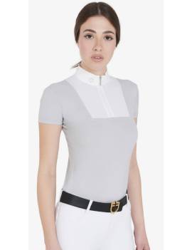 polo de concurso manga corta mujer gris equestro ab00474