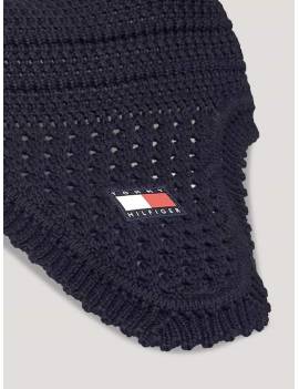 detalle logo orejeras caballo azul marino con logo tommy hilfiger equestrian lexington