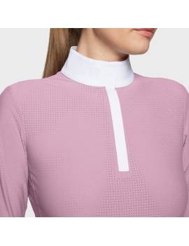 parte superior camisa de concurso equitación manga larga mujer rosa samshield joline air con agujeros