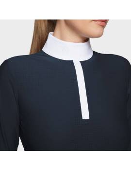 parte superior camisa de concurso equitación manga larga mujer azul marino samshield joline air con agujeros