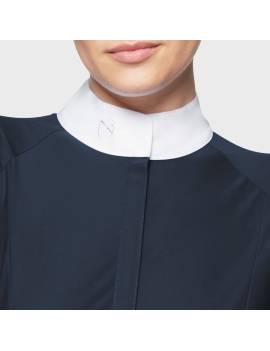 parte superior camisa de concurso equitación manga larga mujer azul marino samshield joline aline