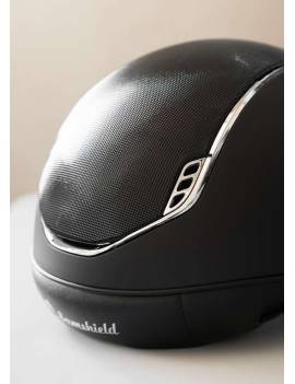 vista lateral casco equitación visera ancha con efecto brillantes samshield miss shield shimmer