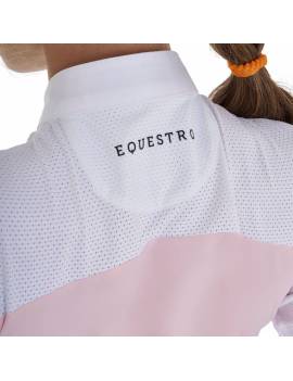 espalda camisa de concurso equitación manga corta niña rosa con mesh equestro slim fit