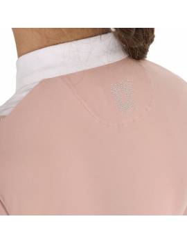 espalda camisa de concurso hipico manga larga niña rosa con brillantes equestro etka00116