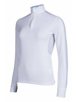 lateral Polo de concurso blanco HKM HUNTER manga larga