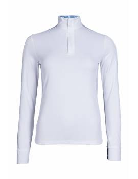 Polo de concurso blanco HKM HUNTER manga larga
