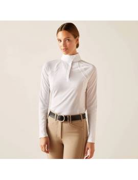 parte superior Polo de concurso manga larga blanco mujer ariat sunstopper
