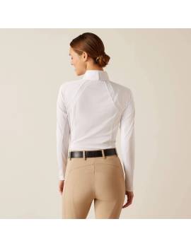 espalda Polo de concurso manga larga blanco mujer ariat sunstopper