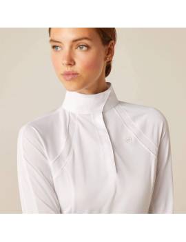 parte de arriba Polo de concurso manga larga blanco mujer ariat sunstopper