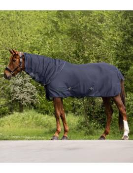 manta con cuello antimoscas caballo refuerzo frontal con cinchuelos azul waldhausen comfort