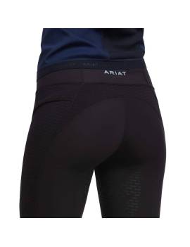 vista desde atrás pantalón equitación tipo leggins mujer ariat ascent grip en rodilla negro