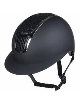 casco de equitación GLAMOUR SHIELD visera de polo y panel con brillantes de HKM lateral negro