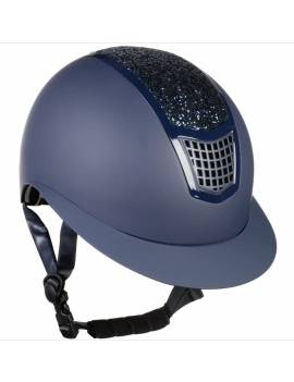 casco de equitación GLAMOUR SHIELD visera de polo y panel con brillantes de HKM lateral azul1