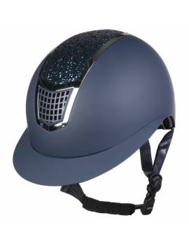 casco de equitación GLAMOUR SHIELD visera de polo y panel con brillantes de HKM lateral azul2