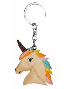 Llavero de madera con cabeza de unicornio waldhausen