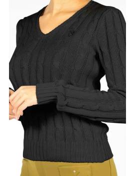 jersey equitación mujer cuello pico negro samshield lisa wisted
