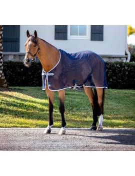 manta antimoscas caballo con cinchuelos horseware amigo net cooler azul marino