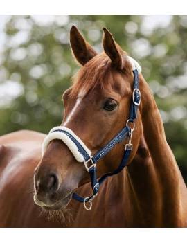 cabezada de cuadra caballo con borreguito azul marino waldhausen elegant