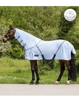 Manta antimoscas caballo WALDHAUSEN protect cuello removible celeste