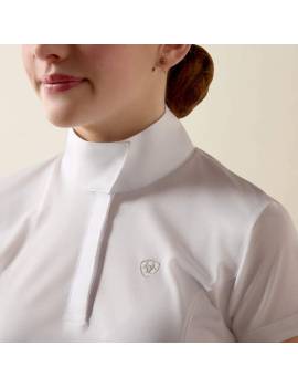 lateral Polo competición equitacion manga corta blanco niña Ariat Aptos Show Top