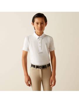 Polo de concurso manga corta blanco niño Ariat TEk