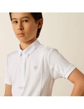 frontal Polo de concurso manga corta blanco niño Ariat TEk