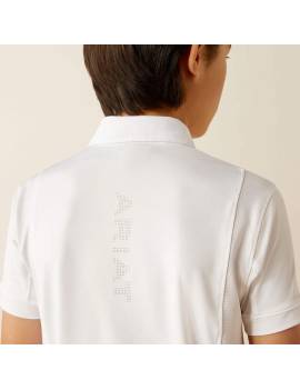 espalda Polo de concurso manga corta blanco niño Ariat TEk