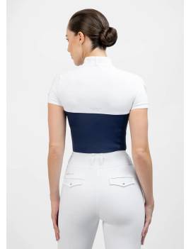 espalda Polo de concurso mujer Maximilian Equestrian manga corta Era azul marino