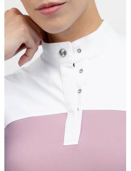 detalles cuello Polo de concurso mujer Maximilian Equestrian manga corta Era rosa