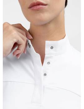 detalles cuello Polo de concurso mujer Maximilian Equestrian manga corta Era blanco