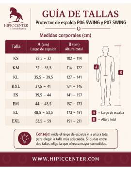 tabla medidas Chaleco Protector de espalda P07 SWING