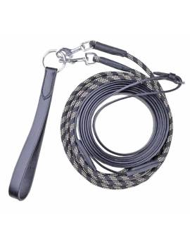 Riendas alemanas de piel negro con cuero y cuerda de HKM