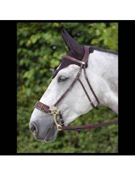 cabezada de montar para hackamore ajustable dyon marrón cierres plateados