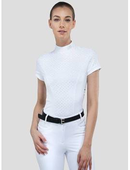 Polo de competición blanco de equiline modelo loras