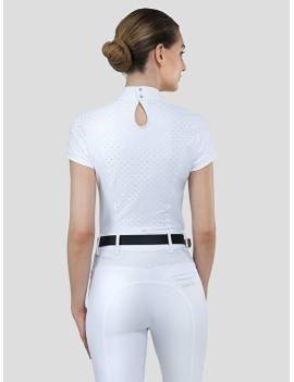 espalda Polo de competición blanco de equiline modelo loras